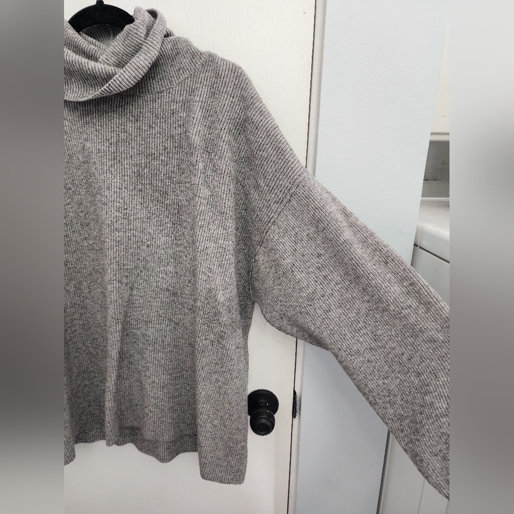 Free People Gray Cowl Neck Sweater Oversized Knit - Picture 4 of 14